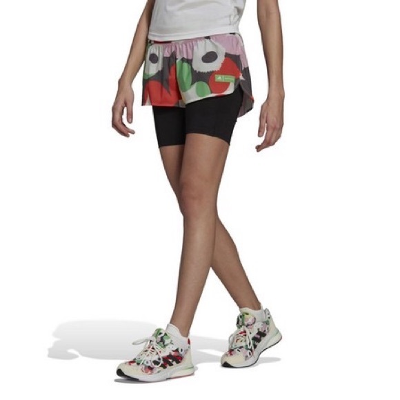 Adidas x Marimekko Running Shorts 2 in 1 Floral Print Medium 8" - Picture 10 of 11